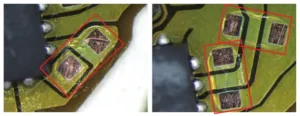 Figure 2 Photograph of the location where the component fell off the failed sample Figure 2 Photograph of the location where the component fell off the failed sample