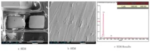 Figure 6 SEM and EDS images of the pad surface after shear testing of capacitor C1 Figure 6 SEM and EDS images of the pad surface after shear testing of capacitor C1