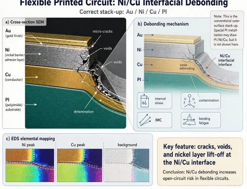 Nickel–copper adhesion failure in flexible PCBs: causes, tests, and prevention